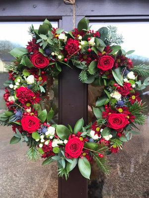 Large Fresh Floral Christmas Wreath